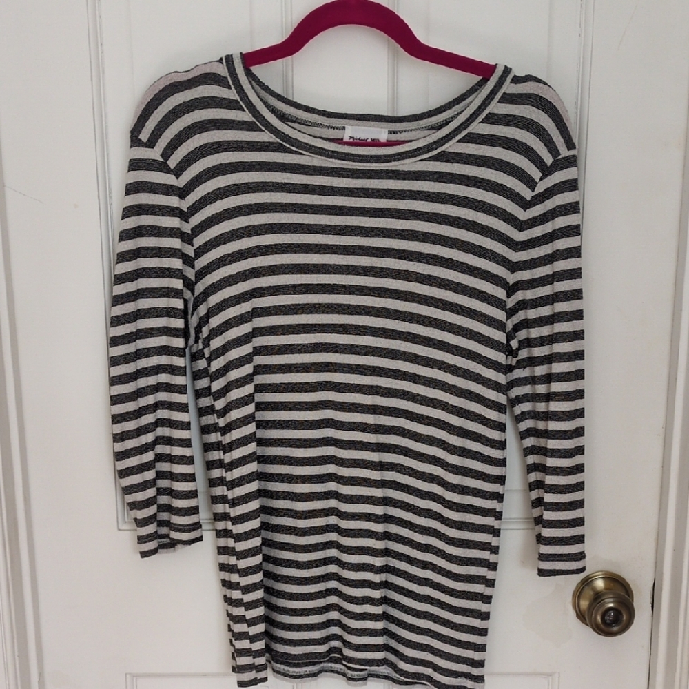 Michael Stars Black and White Striped Long Sleeve Tee